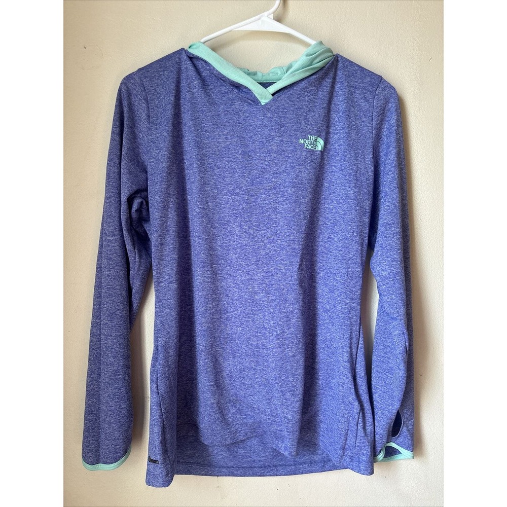 The North Face Ladies M Hooded Athletic Shirt Long Sleeves Thumb Hole Purple